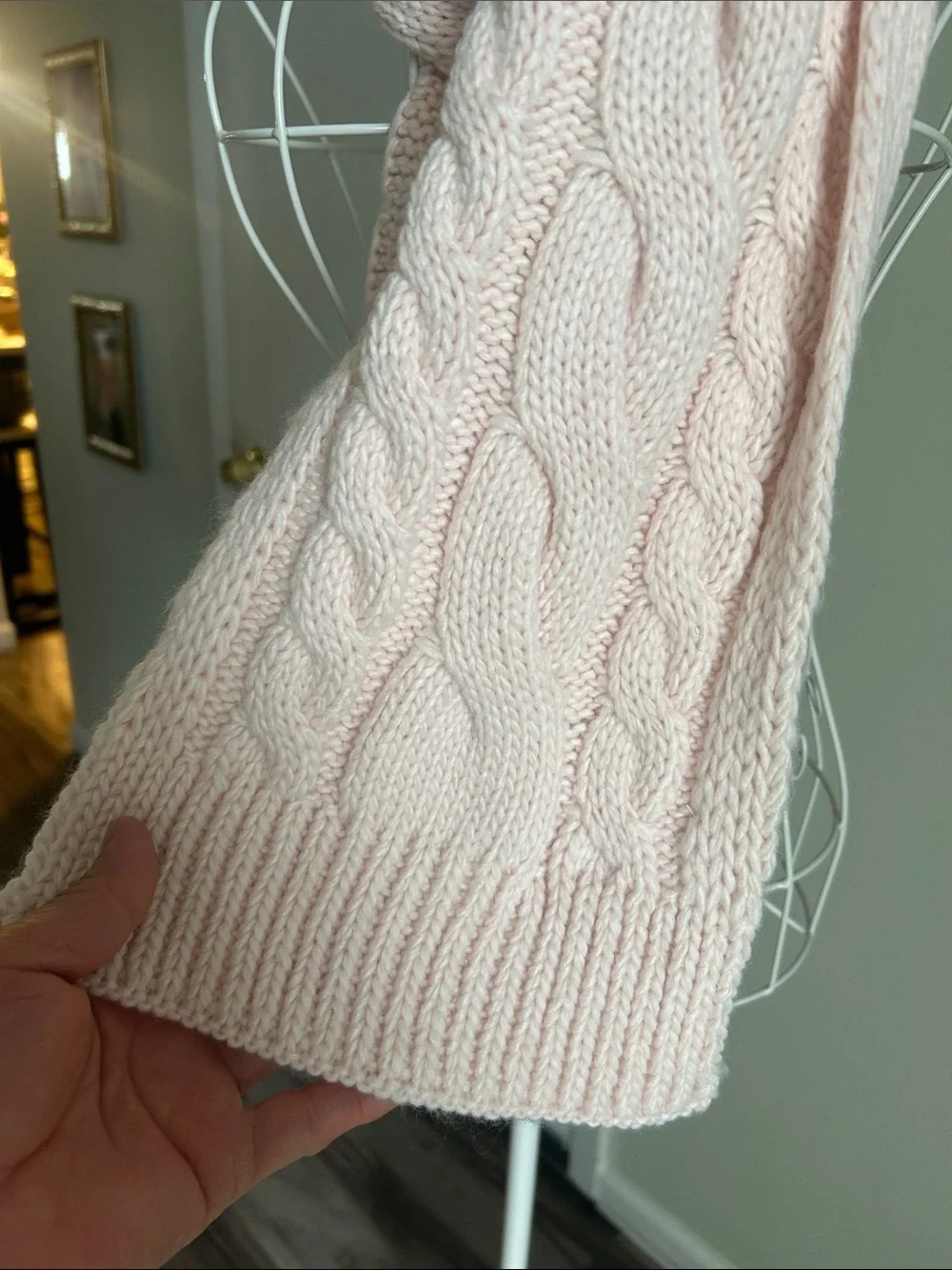 Michael Kors Pale Pink Cable Knit Scarf Collar Wrap